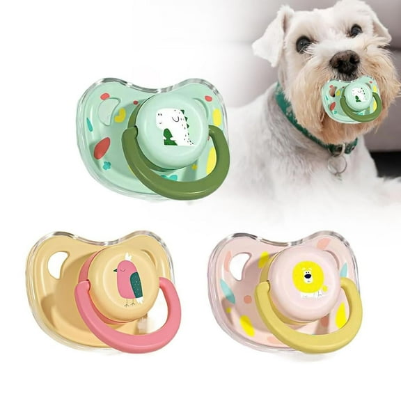 Dog Pacifier, New Puppy Pet Supplies, for Small Dogs, Pet Dog Calming Silicone Tools, Cat Dog Chew Toy, Long-Lasting Fun & Durability, 3Pcs (1 Set)