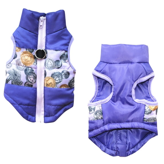 Dog Padded Vest Winter Sleeveless Jacket, Traction Buckle Washable Coat for Small Dogs Daily Travel, Polyester Taff Easy Care Pet Clothes for Cold Weather Outdoor, Fashion Dog Vest XS to XL