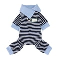 thumbnail image 1 of Dog Pajamas Four-Legged Jumpsuit, Breathable Poly-Cotton Striped Pet Clothes for Small Medium Dogs, Spring Summer, Blue L, 1 of 5