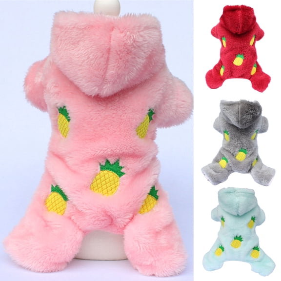 Dog Pajamas Hooded All Matched Flannel Plush Pet Outfit Onesie Coat Winter Supplies