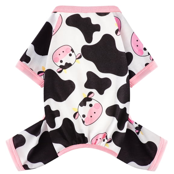 Dog Pajamas Pjs All Season Dog Clothes for Small Dogs Girl Boy, Soft Stretchy Tiny Chihuahua Yorkie Puppy Clothes Doggie Onesies Cat Pet Jammies Outfit, Pink Cow XS