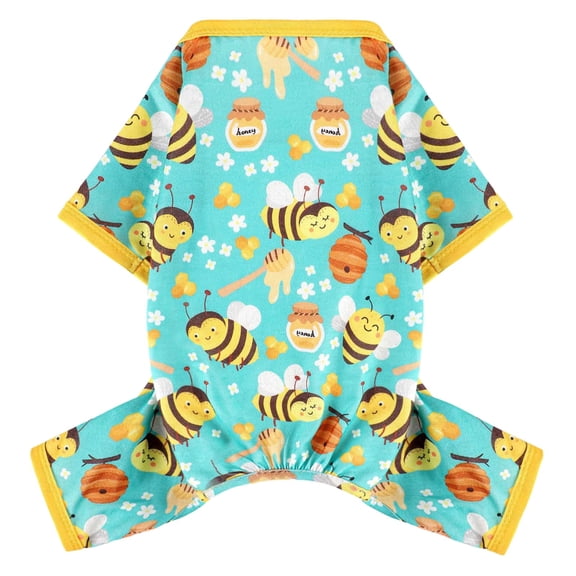Dog Pajamas Pjs Spring Summer Dog Clothes for Small Dogs Girl Boy, Soft Stretchy Tiny Chihuahua Yorkie Puppy Clothes Doggie Onesies Cat Pet Jammies Outfit, Green Bee L
