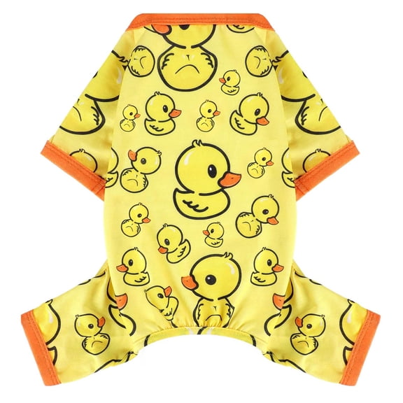Dog Pajamas Pjs Spring Summer Dog Clothes for Small Dogs Girl Boy, Soft Stretchy Tiny Chihuahua Yorkie Puppy Clothes Doggie Onesies Cat Pet Jammies Outfit, Yellow Duck L