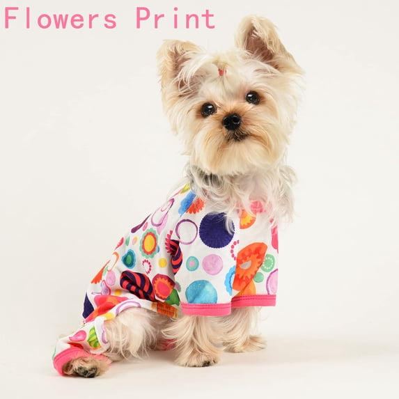 Dog Pajamas for Small Dogs Boy Girl, Dog Clothes Tiny Chihuahua Yorkie All Season Shirt, Cute Puppy Outfit Pjs Jumpsuit Cat Onesie Apparel Pet Clothes,Colorful Circles M