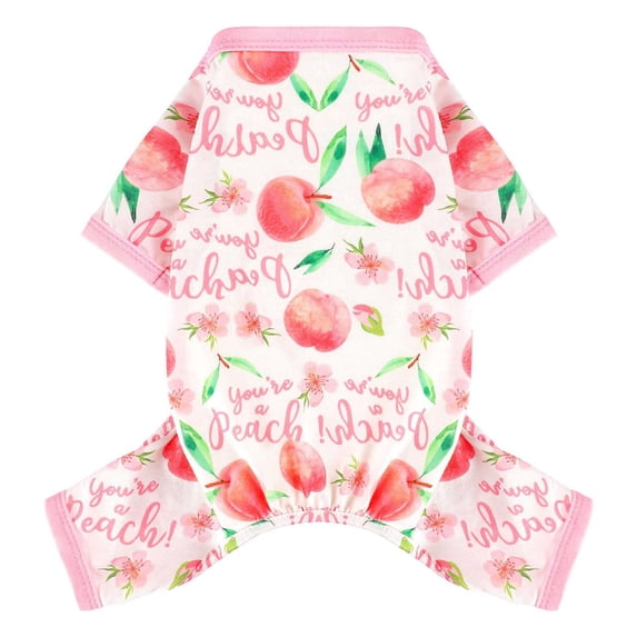 Dog Pajamas for Small Dogs - Soft Cotton 4-Leg Puppy PJs, Stretchable Breathable Pet Onesie Jumpsuit Sleepwear for Yorkie, Chihuahua, Toy Poodle & Tiny Breeds, Pink Peach XL