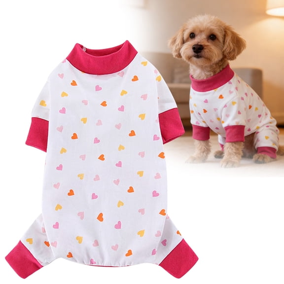 Dog Pajamas - Soft Cotton Four Legged Pet Jumpsuit, Stretchable Puppy onesie for Small/Medium Dogs Spring Summer Daily Wear,Pink,M