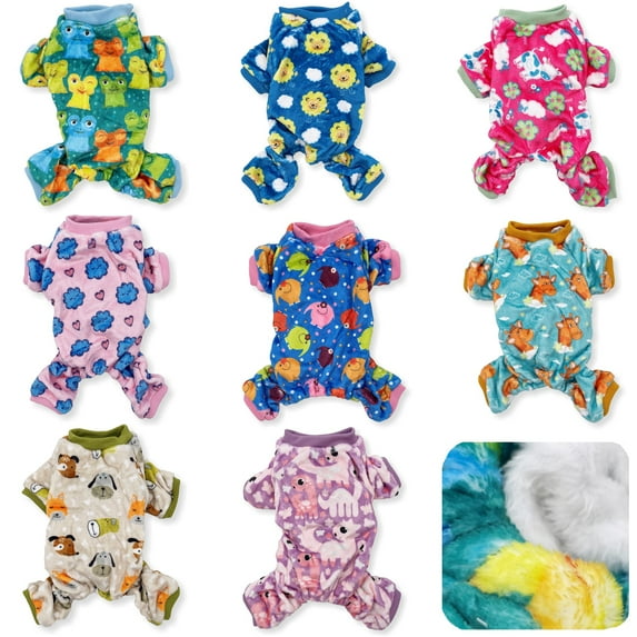 Dog Pajamas Soft Warm Fleece Jumpsuit Cute Pet Clothes Small Medium Pet