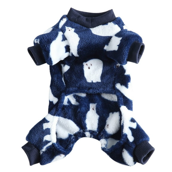 Dog Pajamas Winter Warm Onesies Jumpsuit 6 Leg Dog Clothes with Cute Polar Bear Pattern for Small Dog Cat Halloween Christmas