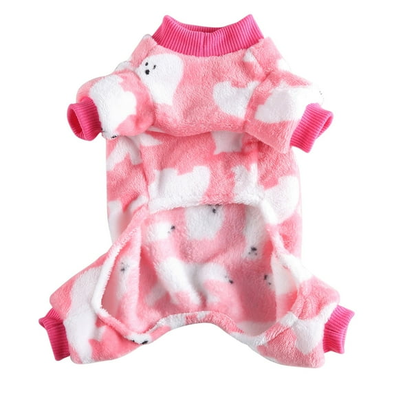 Dog Pajamas Winter Warm Onesies Jumpsuit 7 Leg Dog Clothes with Cute Polar Bear Pattern for Small Dog Cat Halloween Christmas