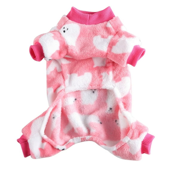 Dog Pajamas Winter Warm Onesies Jumpsuit 8 Leg Dog Clothes with Cute Polar Bear Pattern for Small Dog Cat Halloween Christmas