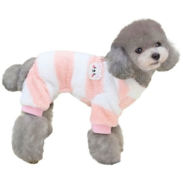 Dog Pajamas for Small Dogs, Winter Dog Sweater with Leash Ring, Fleece Pet Clothes, Cute Doggy Jumpsuit Apparel(Pink) - XXL