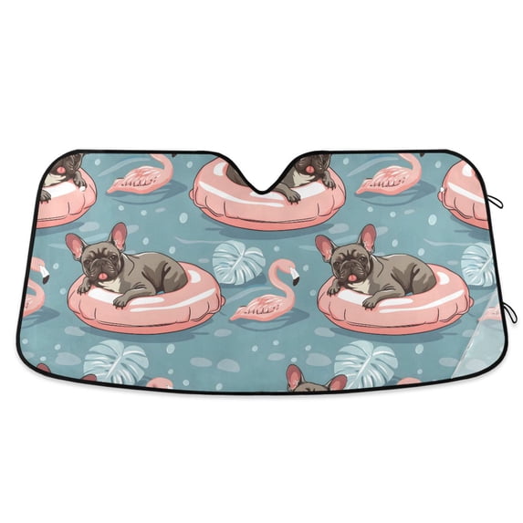 Dog Palm Leaf Flamingo Car Windshield Sun Shade Foldable Car Front Window Visor Heat and UV Protection 55x27.6
