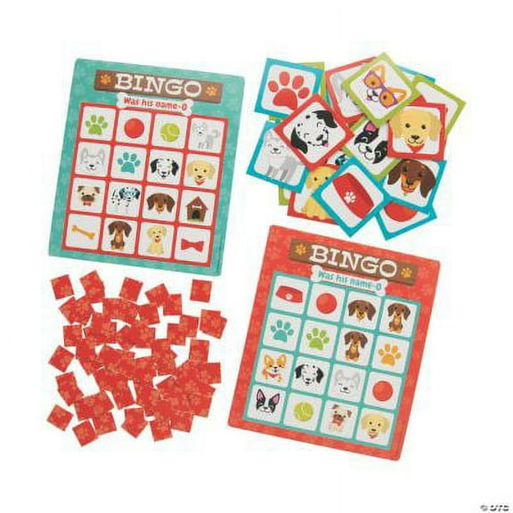 Dog Party Bingo Game, Birthday, Toys, 22 Pieces