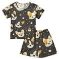 thumbnail image 1 of Dog Pattern Summer Pajama Set Soft Cotton Short Sleeve Sleepwear 2PCS Pajama Sets Breathable Lounge Set Size 10Y, 1 of 7