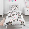 thumbnail image 1 of Dog Pattern with Hearts Duvet Cover and Pillowcase Set for Single Bedding, Bedroom Accessories for Kids Teens, 1 of 5