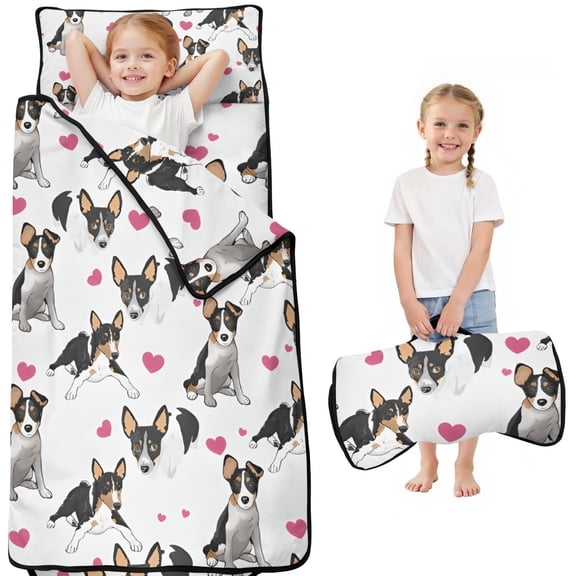 Dog Pattern with Hearts Toddler Nap Mats for Kids Preschool,Sleeping Mat Bag or Kids,Toddler Sleeping Bag,Toddler Nap Mat or Daycare