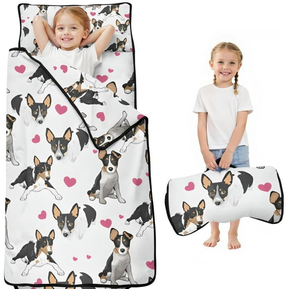 Dog Pattern with Hearts Toddler Nap Mats for Kids Preschool,Sleeping Mat Bag or Kids,Toddler Sleeping Bag,Toddler Nap Mat or Daycare
