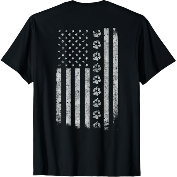 Dog Paw American Flag Police Military K9 - DESIGN ON BACK T-Shirt