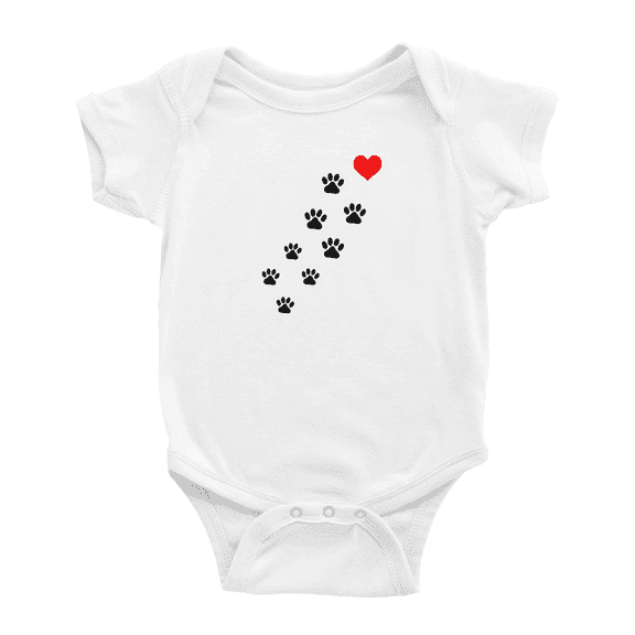 Dog Paw And Love Funny Baby Clothing Bodysuits Boy Girl Unisex