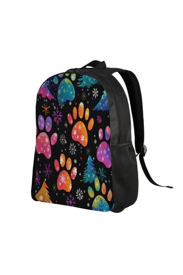 3079 Colorful Dog Paw Prints on Navy Blue Small Backpack Purse Travel Bag Amazon.com: Oarencol Cute Dog Paw Backpack Animal Blue Print  main image 2