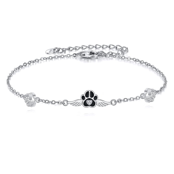 Dog Paw Bracelet for Women 925 Sterling Silver Paw Print Bracelet Pet ...