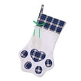thumbnail image 1 of Dog Paw Christmas Stocking – 19.9" Pet-Themed Holiday Gift Bag with Bone & Paw Design – Hanging Xmas Stocking for Dog, Cat, Kids, Fireplace & Holiday Décor (Red/Blue), 1 of 5