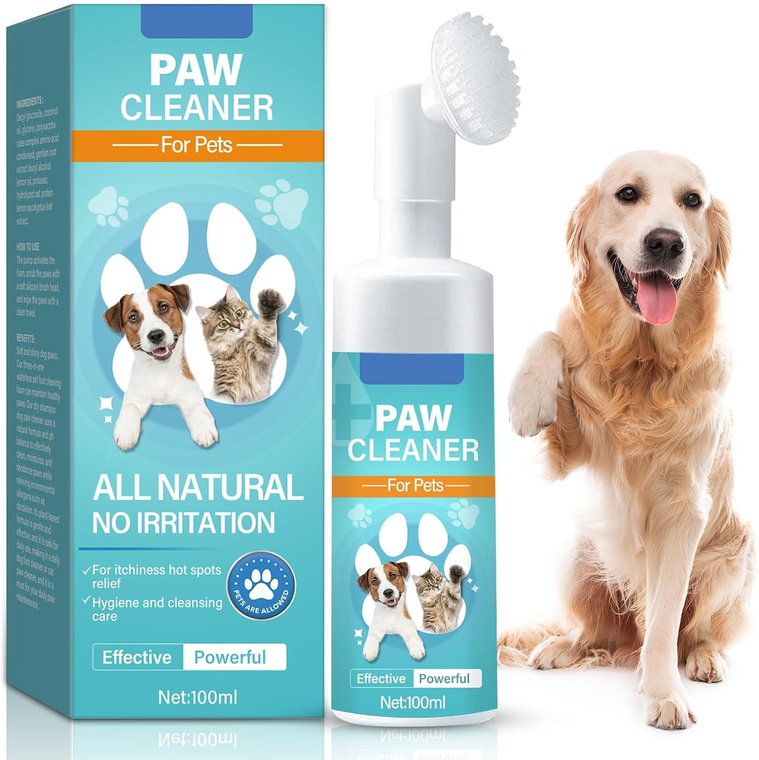 Dog Paw Cleaner, Waterless Paw Cleaner for Dogs with Detachable Brush