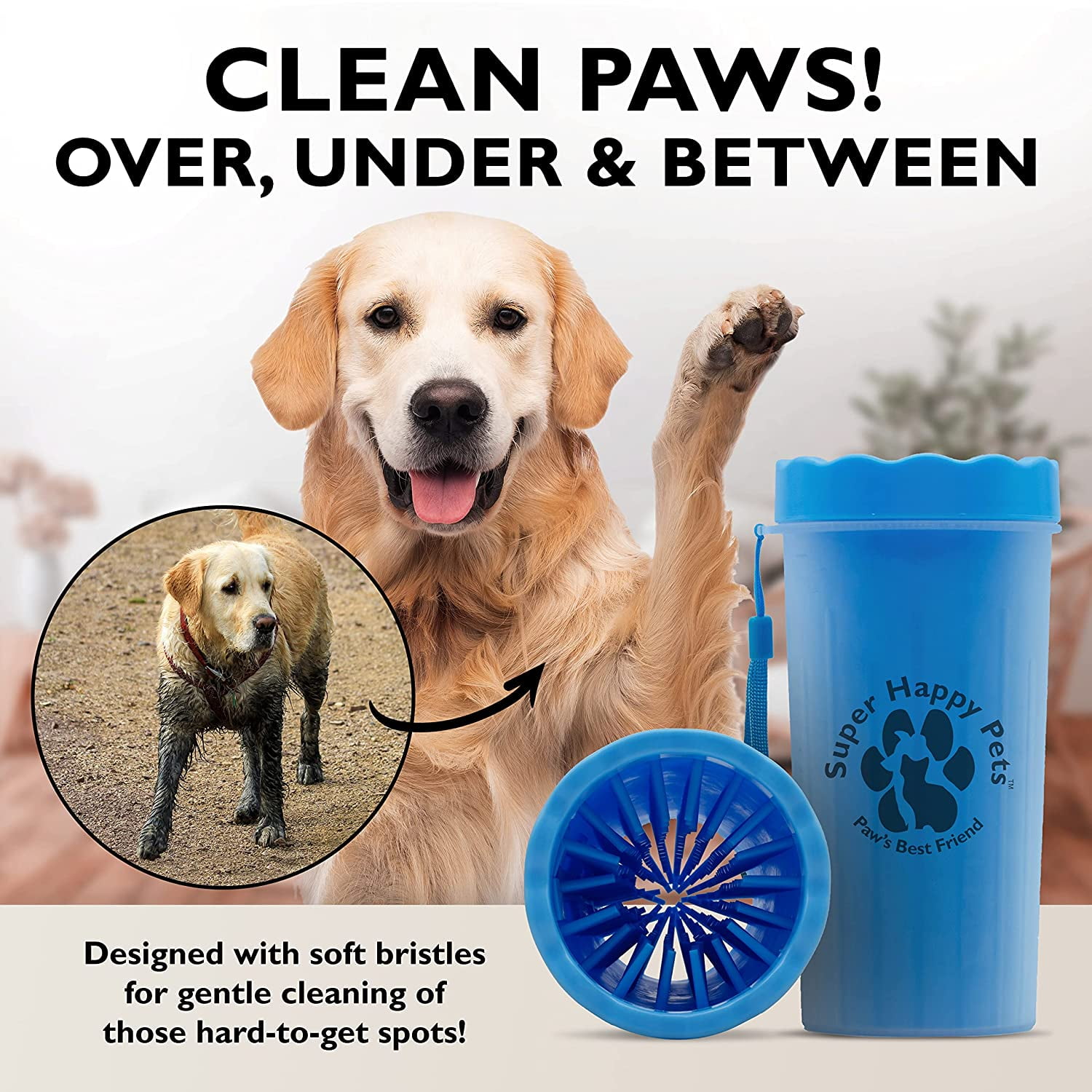 Dog Paw Cleaner for LARGE Dogs makes washing muddy paws EASY! Our XL