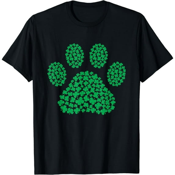 Dog Paw Clovers St Patrick's Day Shamrock Irish Ireland T-Shirt