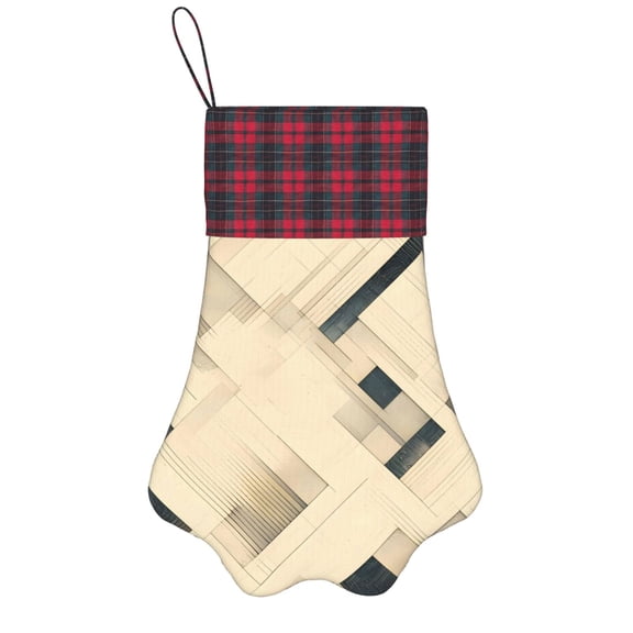 Dog Paw Decorative Socks 17x11.8in Top With A Strap Design For Easy Hanging For Festive Christmas Party Decorations Darkorchid Geometric Lines Hand-Drawn Sketch_4