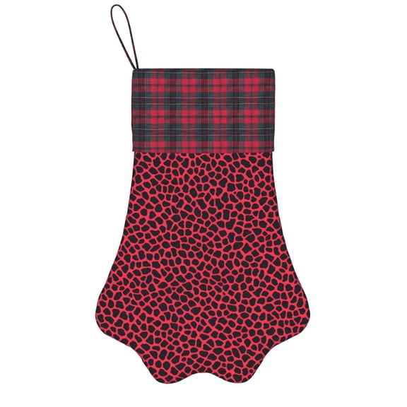 Dog Paw Decorative Socks 17x11.8in Top With A Strap Design For Easy Hanging For Festive Christmas Party Decorations Leopard Print Pattern Red And Black_3