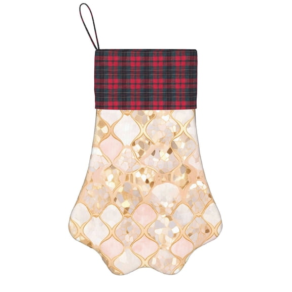 Dog Paw Decorative Socks 17x11.8in Top With A Strap Design For Easy Hanging For Festive Christmas Party Decorations Rose Gold Leopard Print Animal Skin Texture_1
