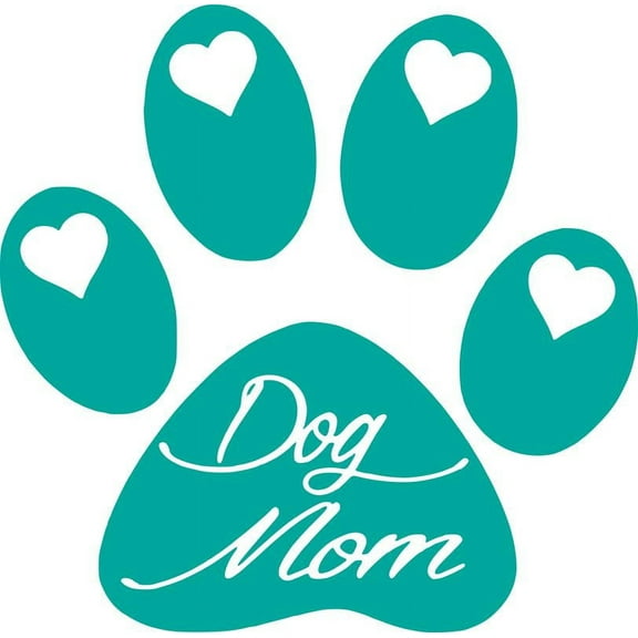 Dog Paw Dog Mom Decal Sticker | 5.5-Inches By 5.4-Inches | Teal Vinyl