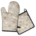 thumbnail image 1 of Dog Paw Footprint Kitchen Oven Mitt and Pot Holder Sets 2 Pcs for Baking, Cooking and Grilling, Heat Resistant Up To 392 °F, 1 of 7