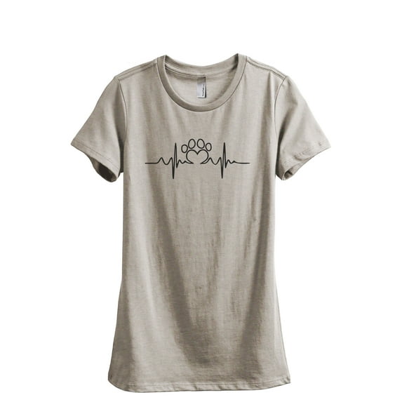 Dog Paw Heart Beat Women's Fashion Relaxed T-Shirt Tee Heather Tan X-Large