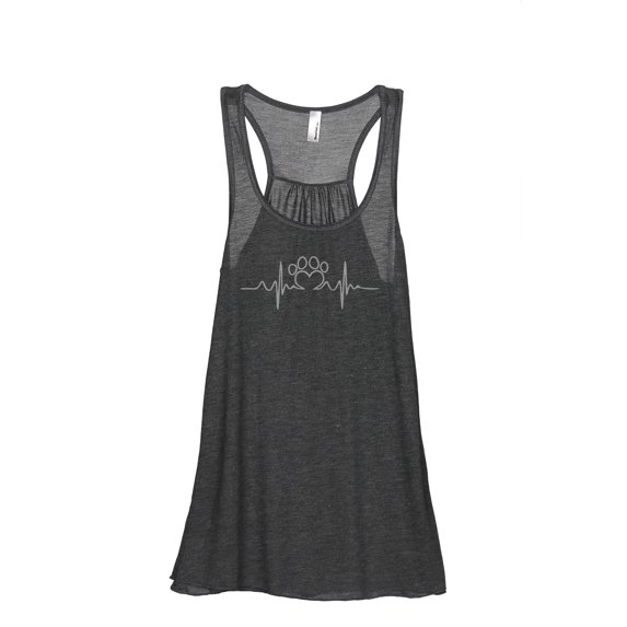 Dog Paw Heart Beat Women's Fashion Sleeveless Flowy Racerback Workout Yoga Tank Top Charcoal Grey X-Large