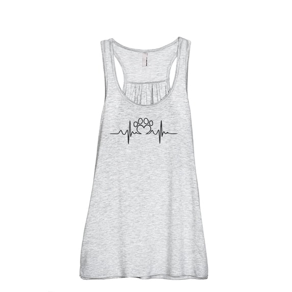 Dog Paw Heart Beat Women's Fashion Sleeveless Flowy Racerback Workout Yoga Tank Top Sport Grey Medium