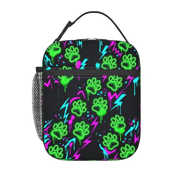 Dog Paw Lunch Tote For Women Men, Insulated Reusable Lunch Bag, Large Capacity Meal Prep Carrier For Office Work Travel, Patterned Cooler Box