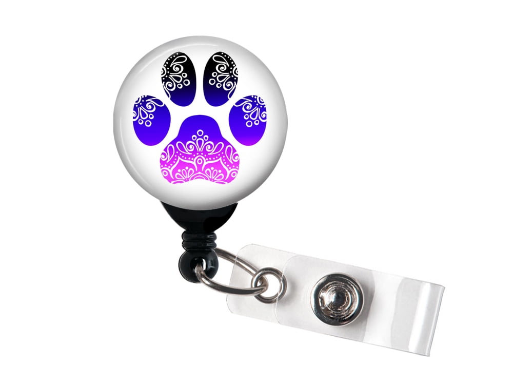 Dog Paw Mandala - Retractable Badge Reel With Swivel Clip Extra
