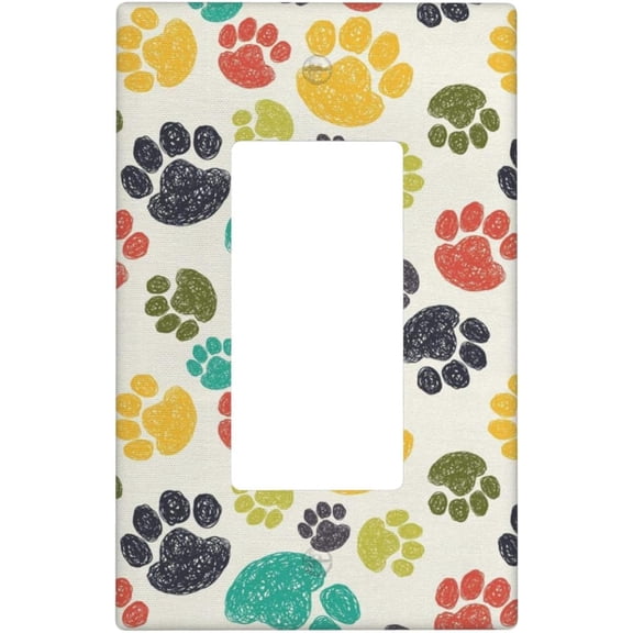 Dog Paw Pattern Wall Plate Decorative Single Rocker 1-Gang Outlet Light Switch Cover Decorator Art Print Faceplate 4.4" x 2.7"