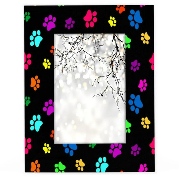 Dog Paw Print 4x6 Picture Frame Wooden Photo Frames Vertical Horizontal Hanging 4x6 Display Photos for Wall Mounting or Tabletop Display for Home Office Living Room Decor