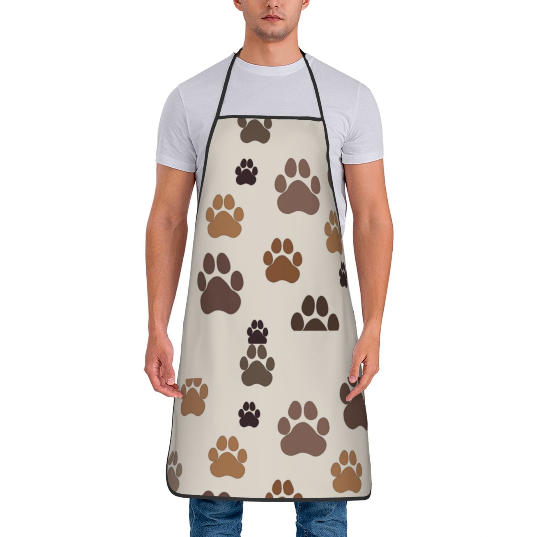 Dog Paw Print Aprons for Women Men Waterproof Apron Kitchen Chef ...