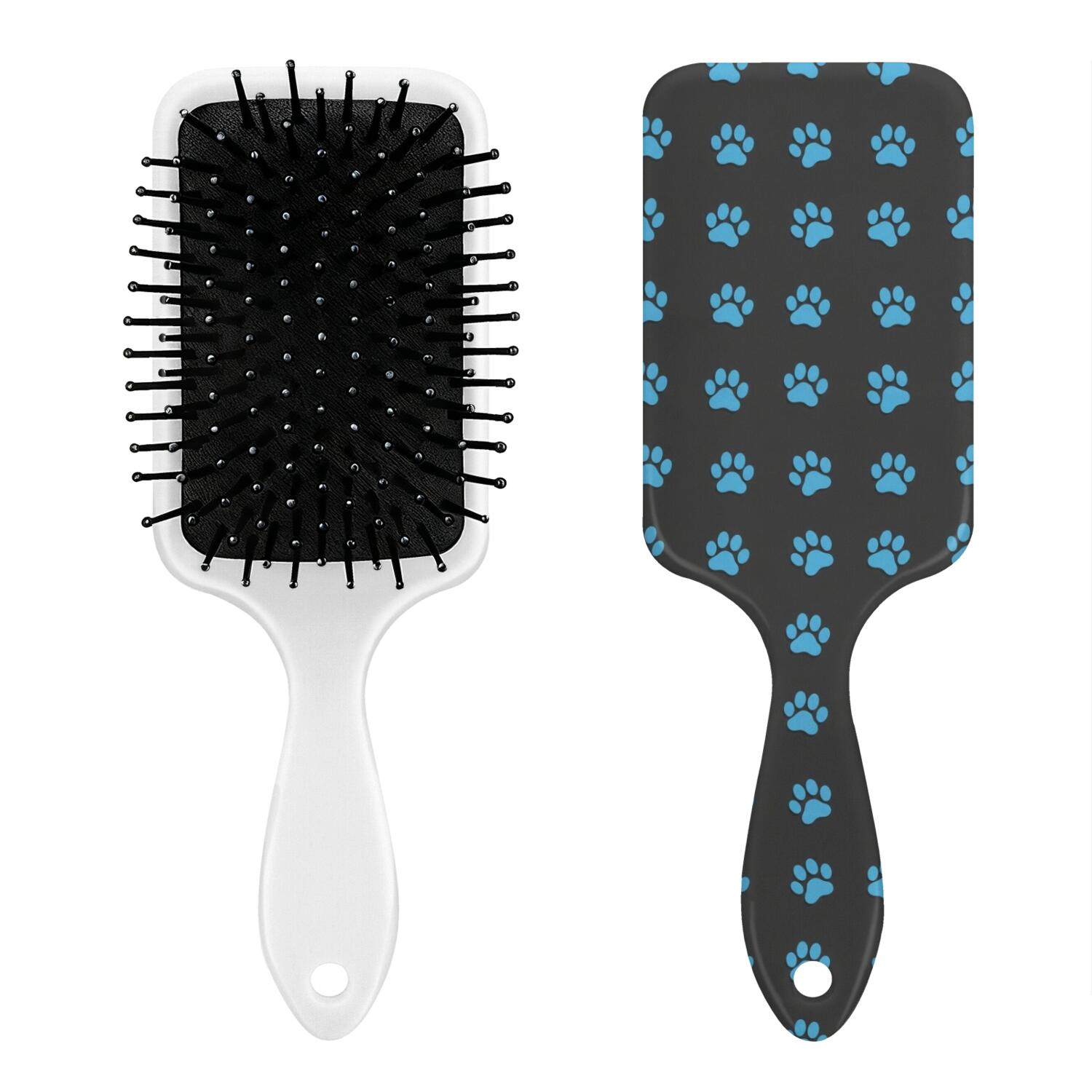 Wet Pattern Dog Paw Print Black Pattern Paddle Hair Brush, Square Air Cushion Hair ...