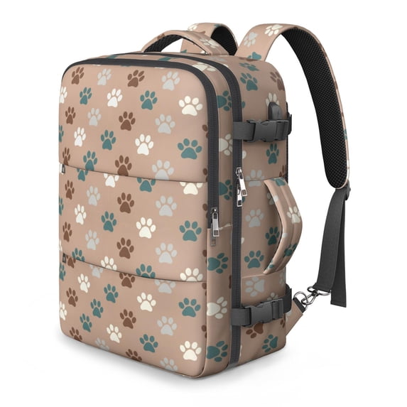 Dog Paw Print and Bone Brown Travel Laptop Backpack, Convertible Carry ...