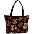 thumbnail image 1 of Dog Paw Print Canvas Leather Mix Hand-Held Bag - Twill Sponge Jeanette Material, 30x10.5x39cm Size, 1 of 5