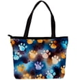 thumbnail image 1 of Dog Paw Print Canvas Leather Mix Women Handheld Bag Twill Sponge Jeanette 30x10.5x39cm/11.8x4.1x15.4in, 1 of 5