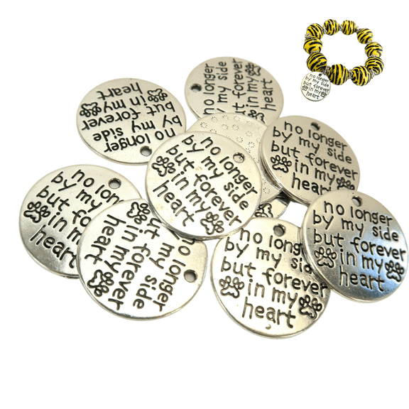 Dog Paw Print Charms, Pet Cat Memorial  Cremation Remembrance Message Pendant, DIY Jewelry Supplies, Gift for Beader, 10 pcs