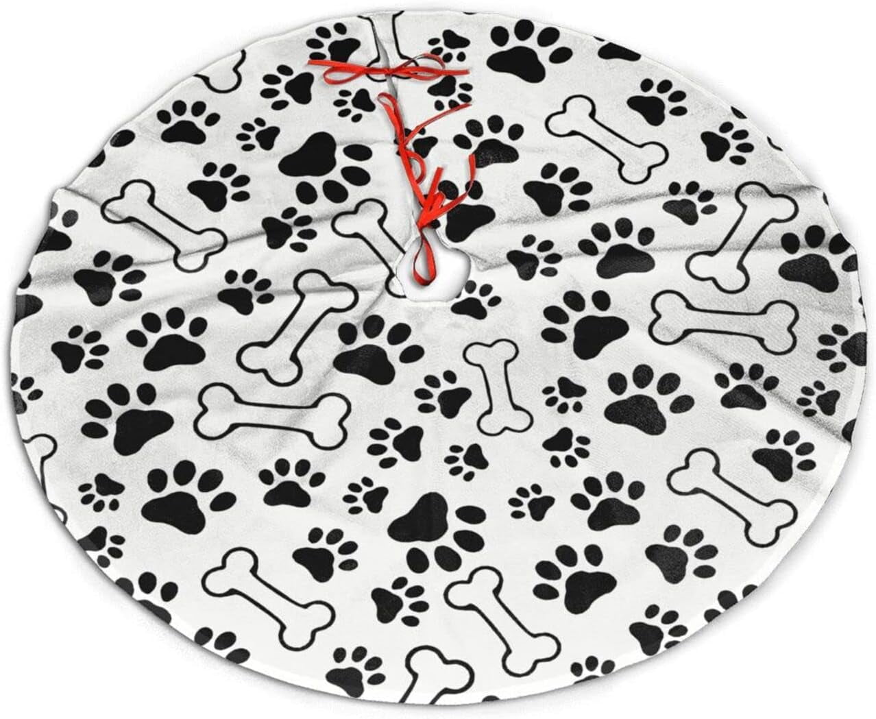 Dog Paw Print Christmas Tree Skirt 36 Inches Supplies Large Xmas Tree