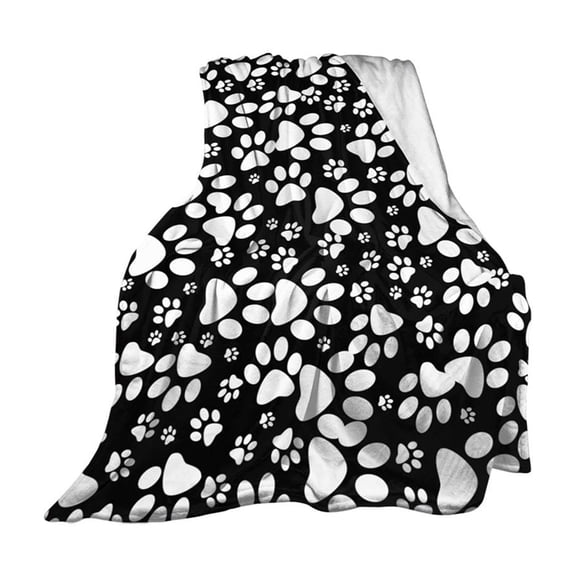 Dog Paw Print Cute Blanket for Bed and Sofa Comfortable Soft Flannel Blanket 2025 Funny Home Decor Spring Summer Sleeping Blankets 39.37*27.56 Inch