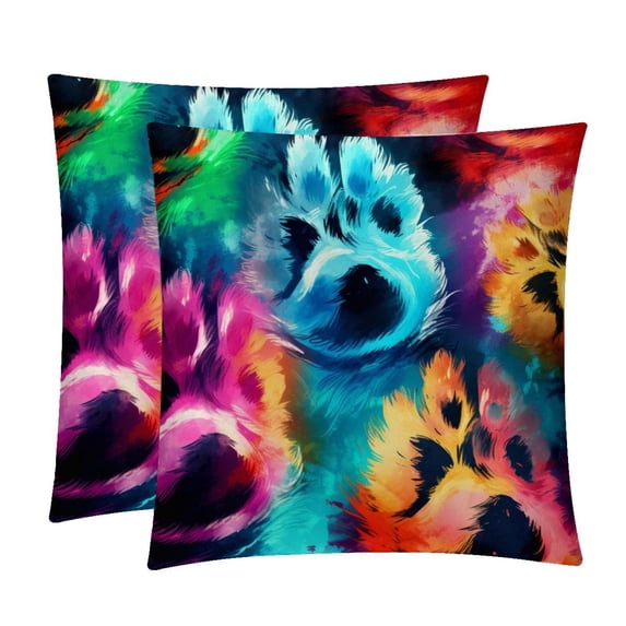 Dog Paw Print Elegant Velvet Bed Pillow Covers Set - Decorative Pillows with Unique Patterns, Chair Pillow Covers - 16x16, 18x18, 20x20 inches for Any Occasion - Set of 2 Items